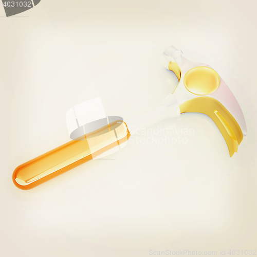 Image of Hammer on white background . 3D illustration. Vintage style.