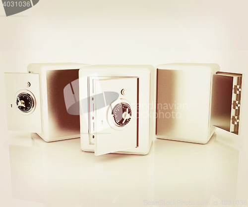 Image of Security metal safes with empty space inside . 3D illustration. 