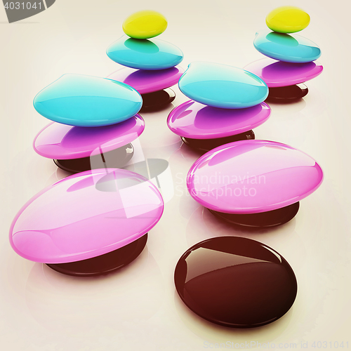 Image of Colorfull spa stones. 3d icon. 3D illustration. Vintage style.