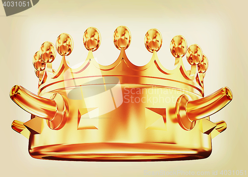 Image of Gold crown isolated on white background . 3D illustration. Vinta