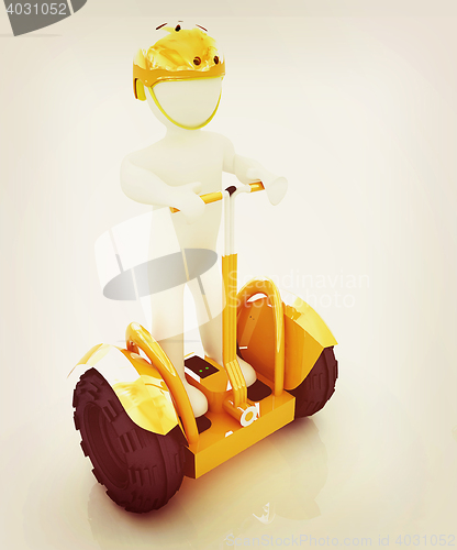 Image of 3d white person riding on a personal and ecological transport. 3