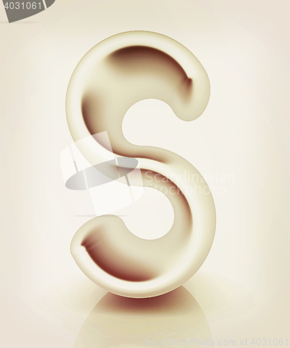 Image of 3D metall letter \"S\". 3D illustration. Vintage style.