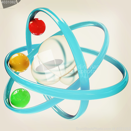 Image of 3d illustration of a water molecule. 3D illustration. Vintage st