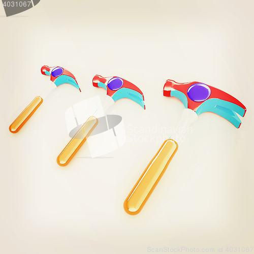 Image of Hammer on white background . 3D illustration. Vintage style.