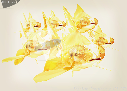 Image of Gold fishes. 3D illustration. Vintage style.