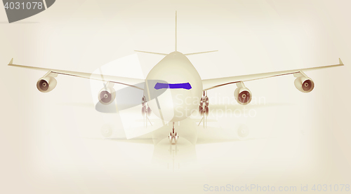 Image of Airplane . 3D illustration. Vintage style.