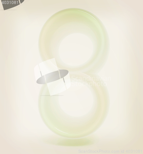 Image of Glossy 3d number \"eight\". 3D illustration. Vintage style.