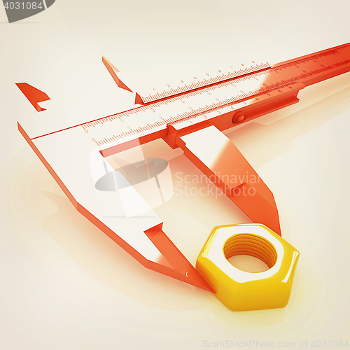 Image of Trammel vernier measures the detail . 3D illustration. Vintage s