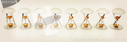 Image of Set of transparent hourglass for animation. Sand clock icon 3d i