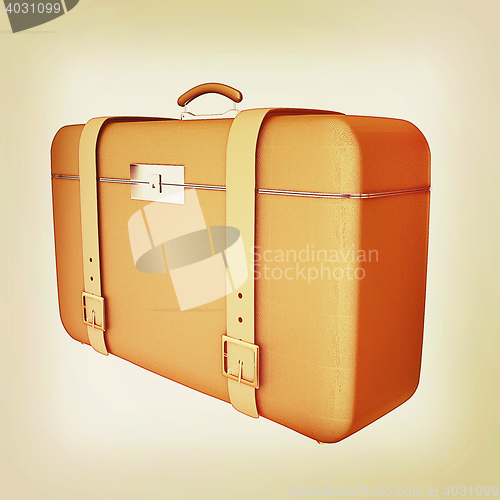 Image of Brown traveler\'s suitcase . 3D illustration. Vintage style.