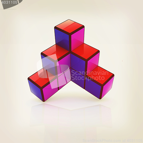 Image of Abstract colorfull geometric background. 3D illustration. Vintag