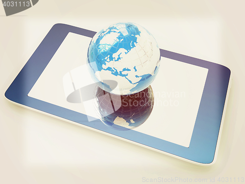 Image of Phone and earch on white background.Global internet concept. 3D 