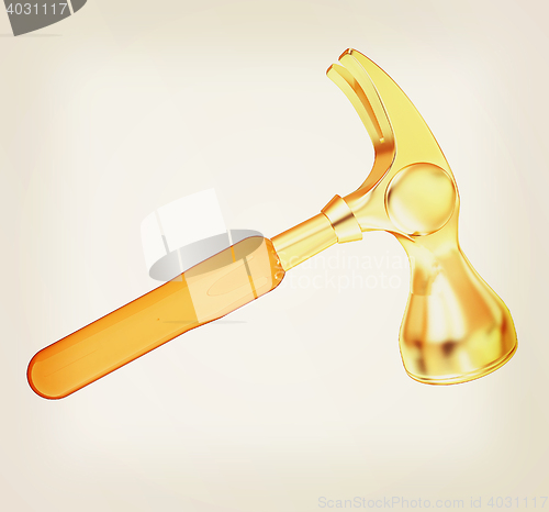 Image of Hammer on white background . 3D illustration. Vintage style.