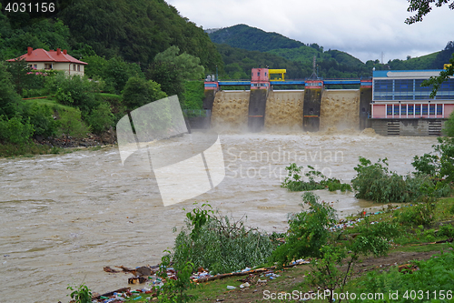Image of Dam flood in a rainy season