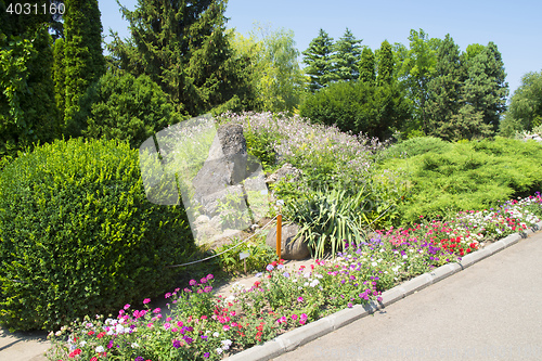 Image of Garden path and flowerbed