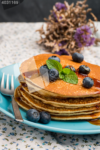 Image of Pancakes with fresh blackberries