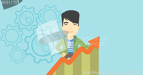 Image of Businessman with growing chart.