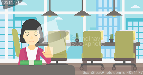 Image of Woman refusing bribe vector illustration.