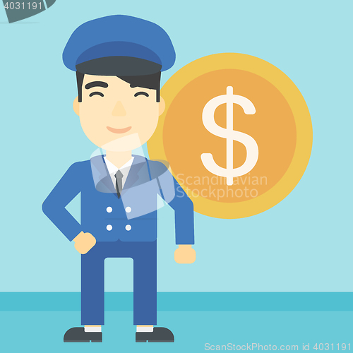 Image of Successful businessman with dollar coin.
