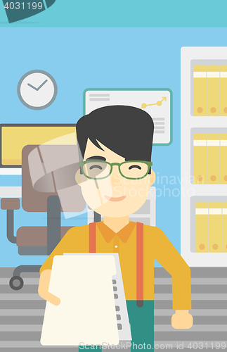 Image of Man giving resume vector illustration.