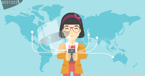 Image of Business woman using smartphone.