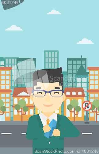 Image of Man putting envelope in pocket vector illustration