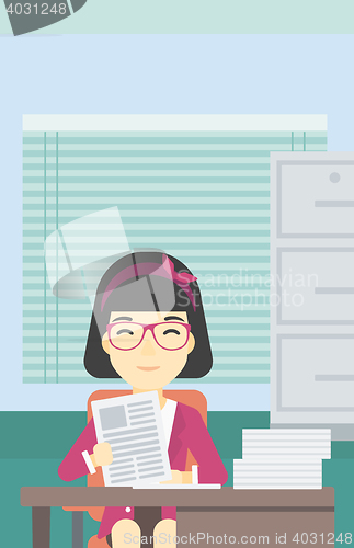 Image of HR manager checking files vector illustration.