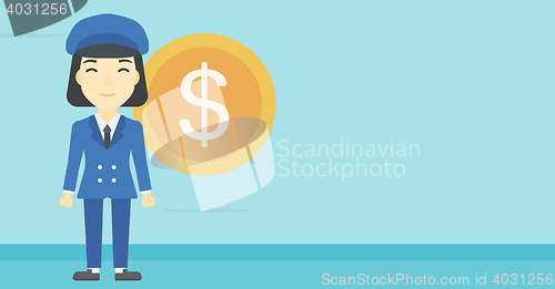 Image of Successful business woman with dollar coin.