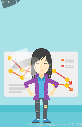 Image of Bancrupt business woman vector illustration.