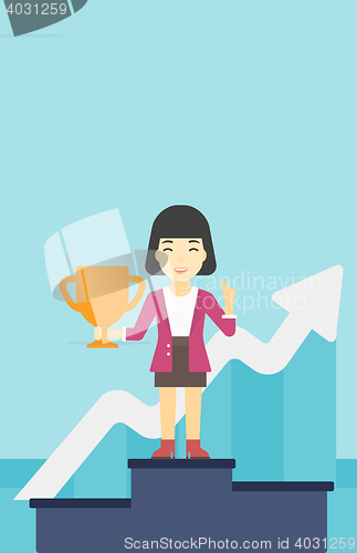 Image of Business woman proud of her business award.