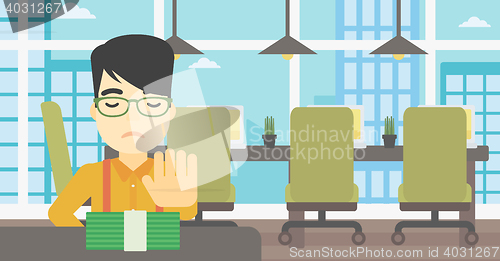 Image of Man refusing bribe vector illustration.