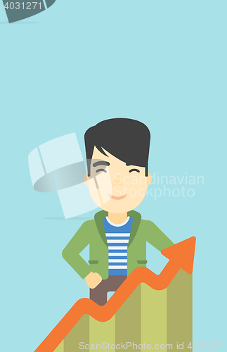 Image of Businessman with growing chart.