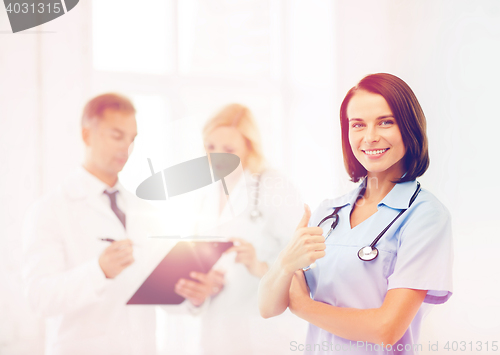 Image of young female doctor with stethoscope