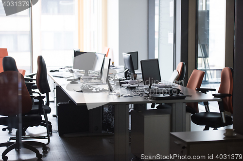 Image of empty office with modern computers