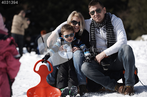 Image of family portrait at beautiful winter day