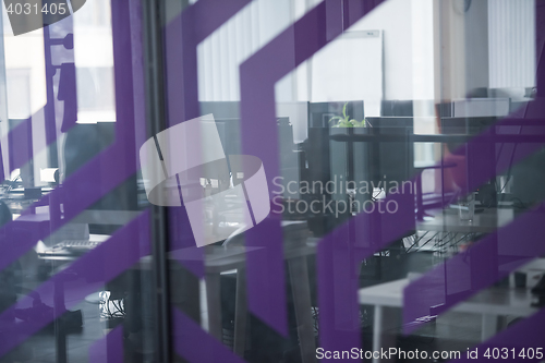 Image of empty office with modern computers