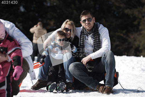 Image of family portrait at beautiful winter day