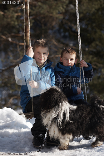 Image of portrait of little boys at winter day