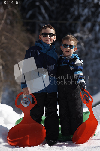 Image of portrait of little boys at winter day