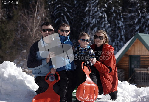 Image of family portrait at beautiful winter day