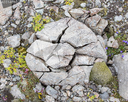 Image of Frost leaves Destructive Patterns in a Stone