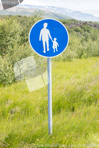 Image of Road sign in Iceland - Pedestrian path