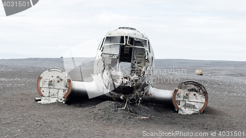 Image of The abandoned wreck of a US military plane on Southern Iceland