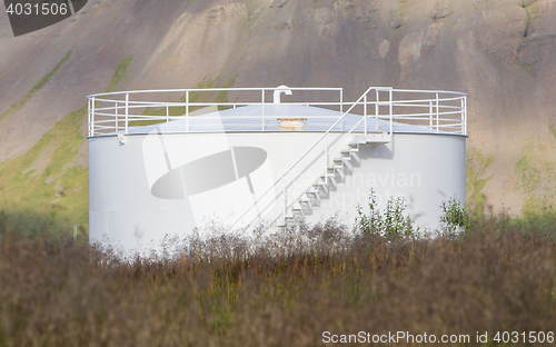 Image of White gas storage tank