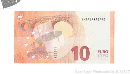 Image of New ten euro banknote, close-up