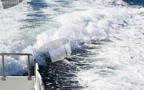 Image of Wave of a ferry ship on the open ocean