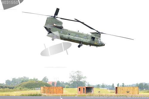 Image of LEEUWARDEN, NETHERLANDS - JUNI 11 2016: Chinook CH-47 military h