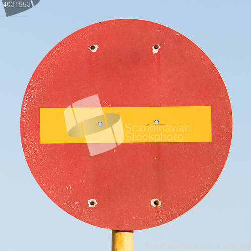 Image of Road sign in Iceland - No entry