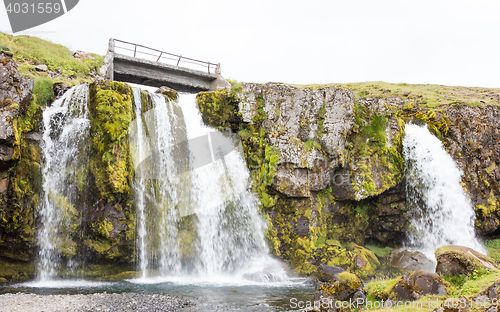 Image of Kirkjufellsfoss waterfall near the Kirkjufell mountain