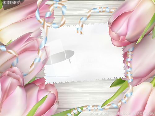 Image of Paper card with tulips. EPS 10